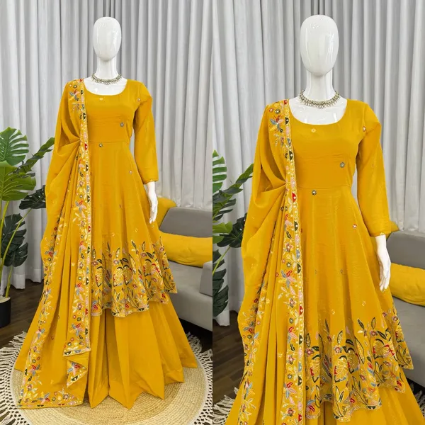 Yellow_Crunchy_Silk_Anarkali_Palazzo_Set