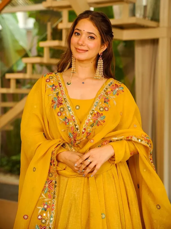 Yellow_Crunchy_Silk_Anarkali_Palazzo_Set