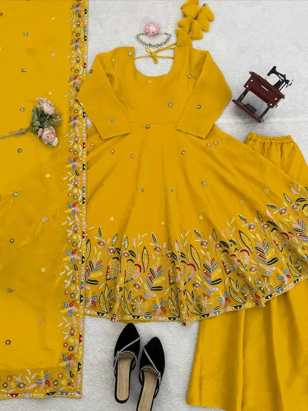 Yellow_Crunchy_Silk_Anarkali_Palazzo_Set