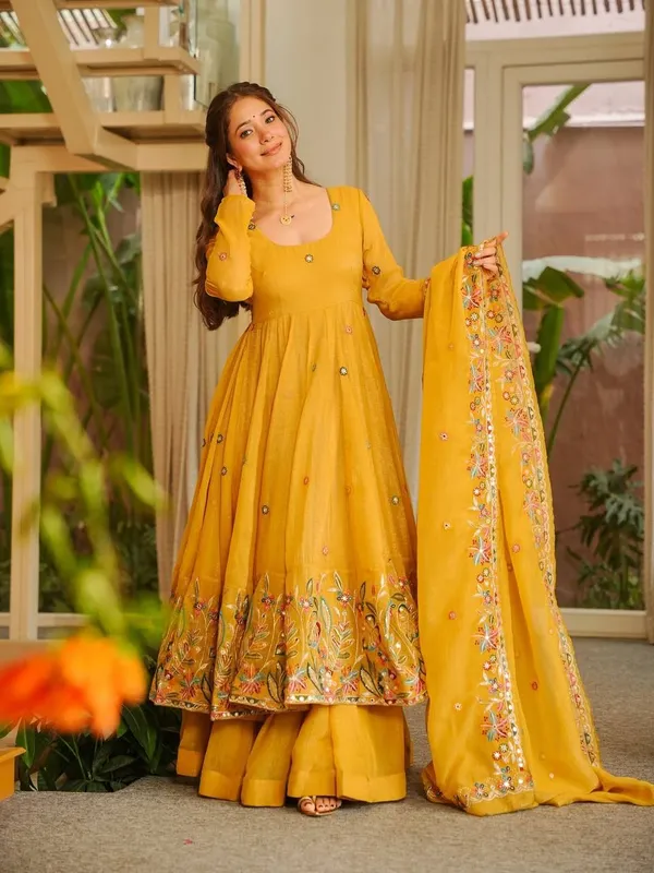Yellow_Crunchy_Silk_Anarkali_Palazzo_Set