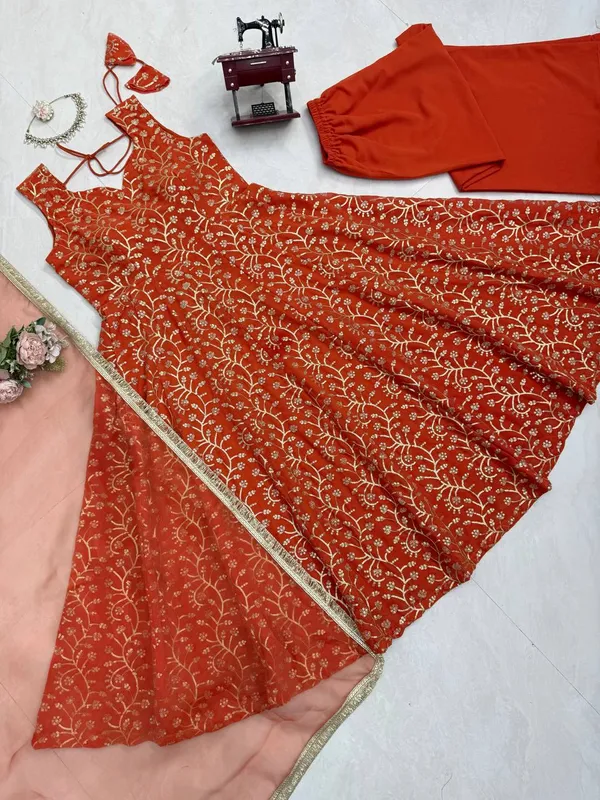 Georgette_Gown_Stylish_Festive_Wear_Set