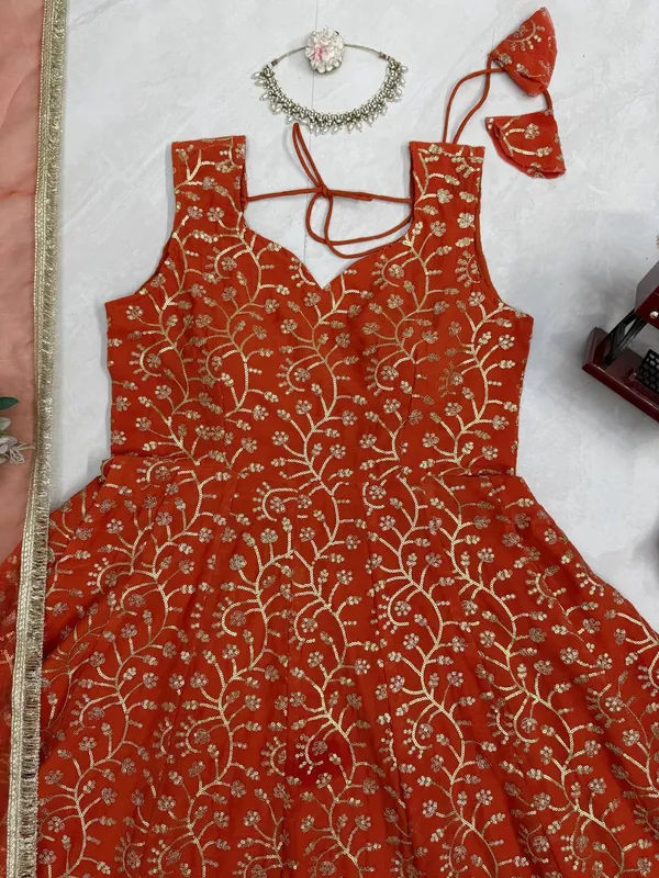 Georgette_Gown_Stylish_Festive_Wear_Set