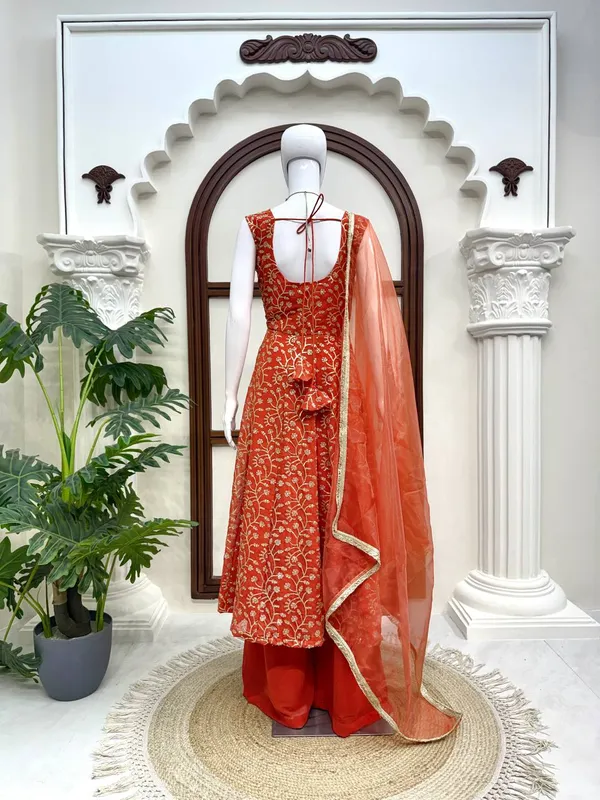 Georgette_Gown_Stylish_Festive_Wear_Set
