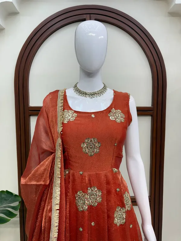Karishma_silk_Brown_Anarkali_Set
