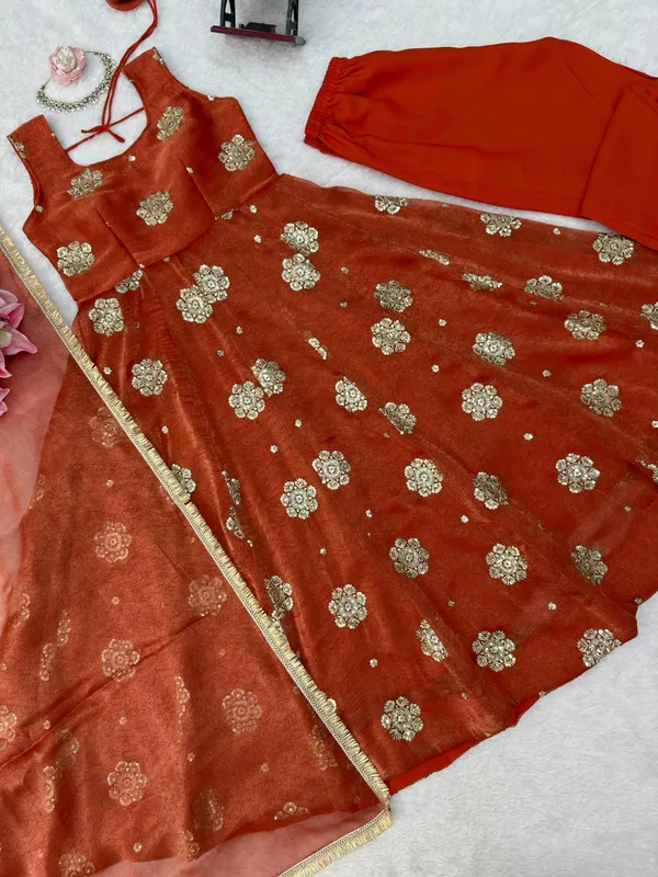 Karishma_silk_Brown_Anarkali_Set