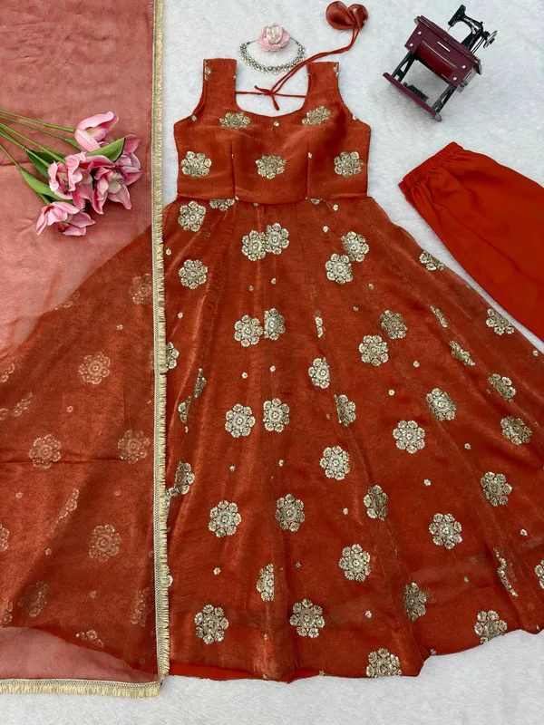 Karishma_silk_Brown_Anarkali_Set