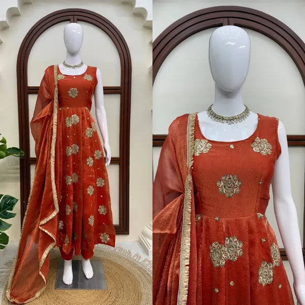 Karishma_silk_Brown_Anarkali_Set