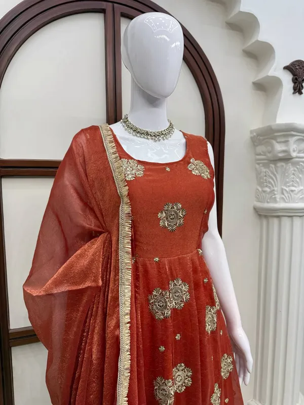 Karishma_silk_Brown_Anarkali_Set