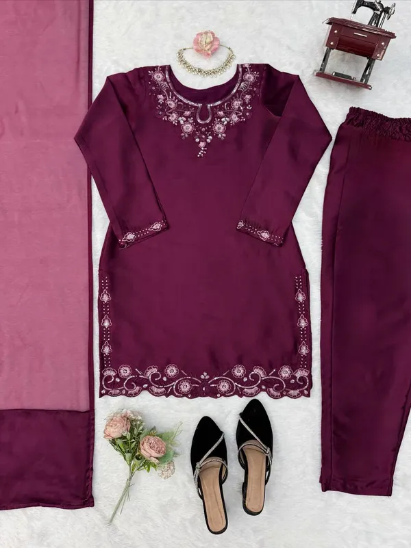 Maroon_American_Silk_Palazzo_Suit