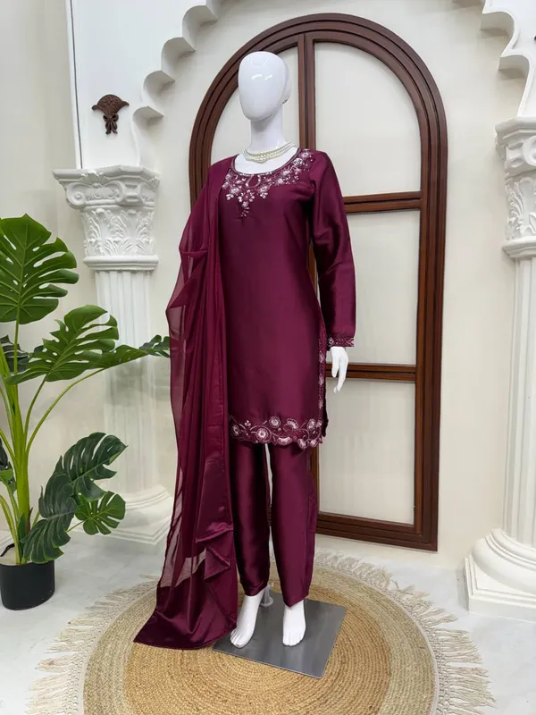 Maroon_American_Silk_Palazzo_Suit