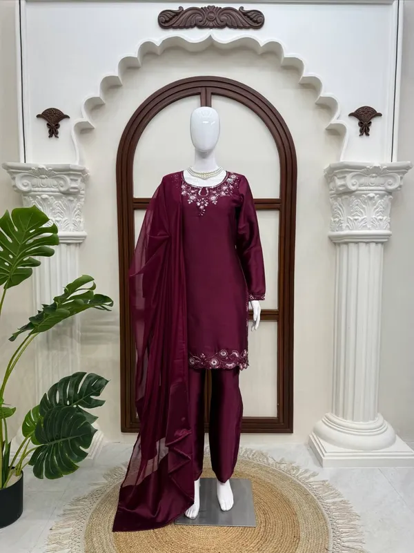 Maroon_American_Silk_Palazzo_Suit