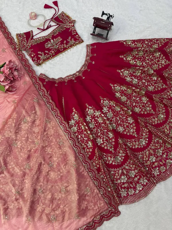 Mul_Chanderi__Fabric_Red_Lehenga