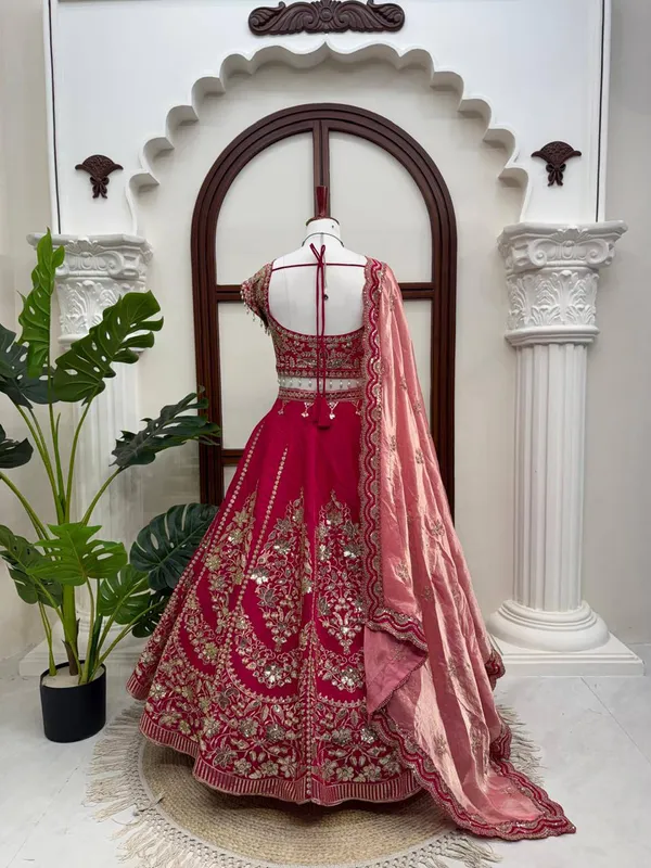 Mul_Chanderi__Fabric_Red_Lehenga