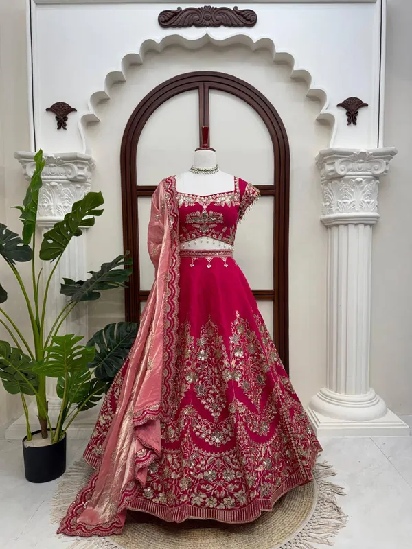 Mul_Chanderi__Fabric_Red_Lehenga