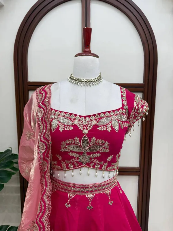 Mul_Chanderi__Fabric_Red_Lehenga