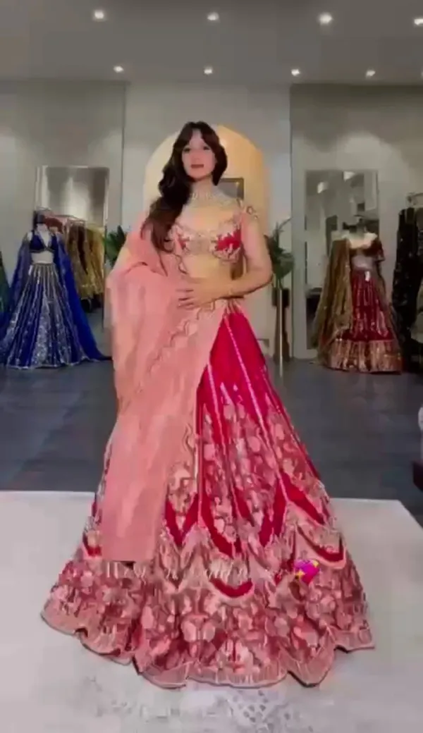 Mul_Chanderi__Fabric_Red_Lehenga