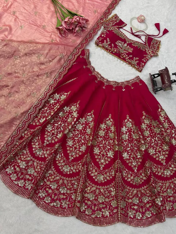 Mul_Chanderi__Fabric_Red_Lehenga