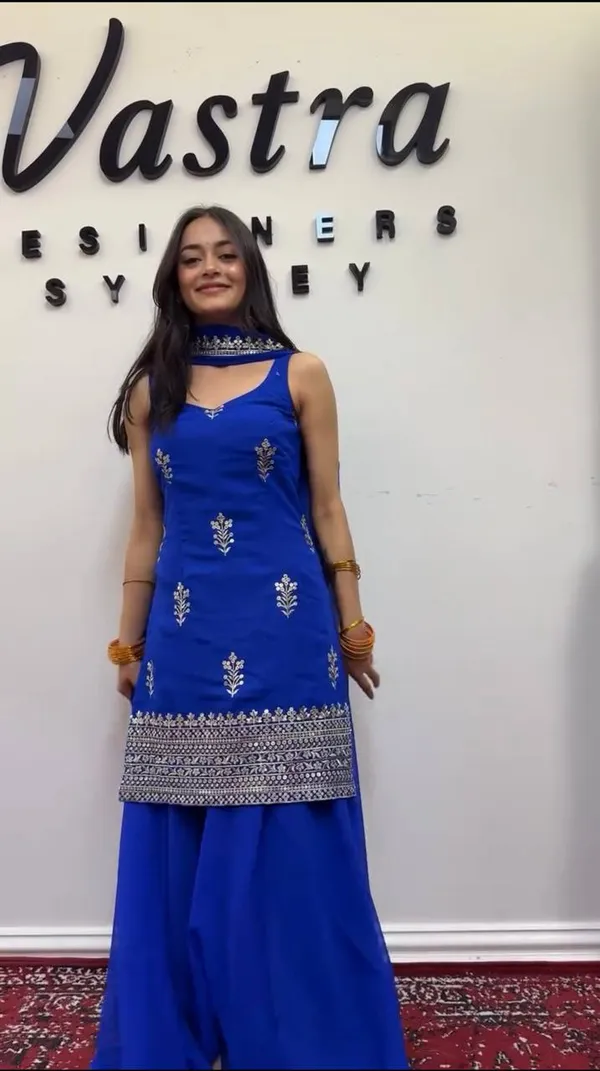 Dark_Blue_Elegant_Design_Faux_Georgette_Kurta_Set_For_Women