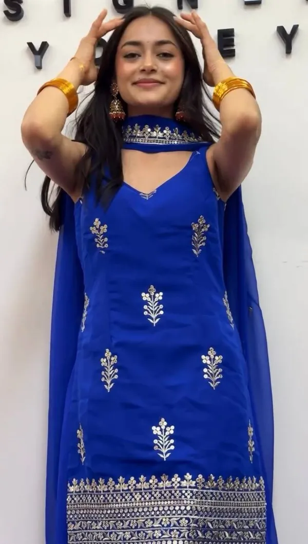 Dark_Blue_Elegant_Design_Faux_Georgette_Kurta_Set_For_Women