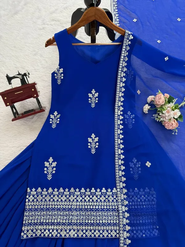 Dark_Blue_Elegant_Design_Faux_Georgette_Kurta_Set_For_Women