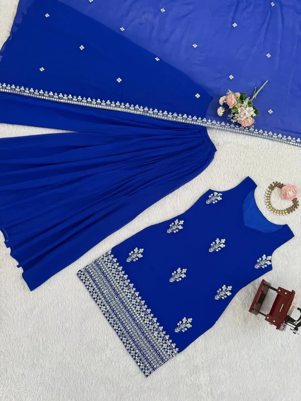 Dark_Blue_Elegant_Design_Faux_Georgette_Kurta_Set_For_Women