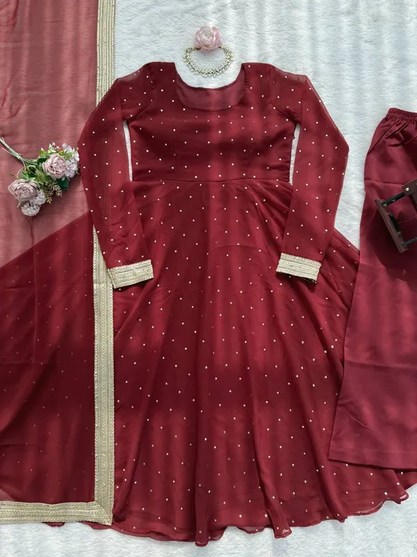 Maroon_Flare_Anarkali_Gown_with_Dupatta_for_Women