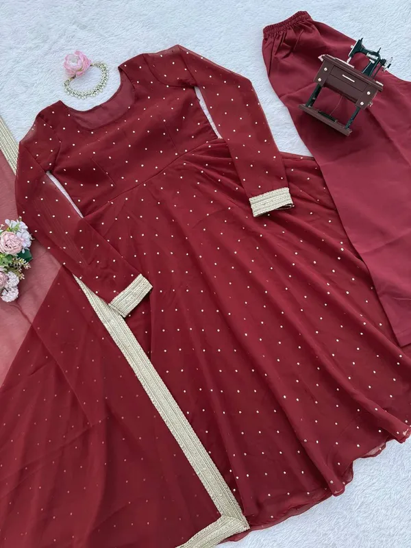 Maroon_Flare_Anarkali_Gown_with_Dupatta_for_Women