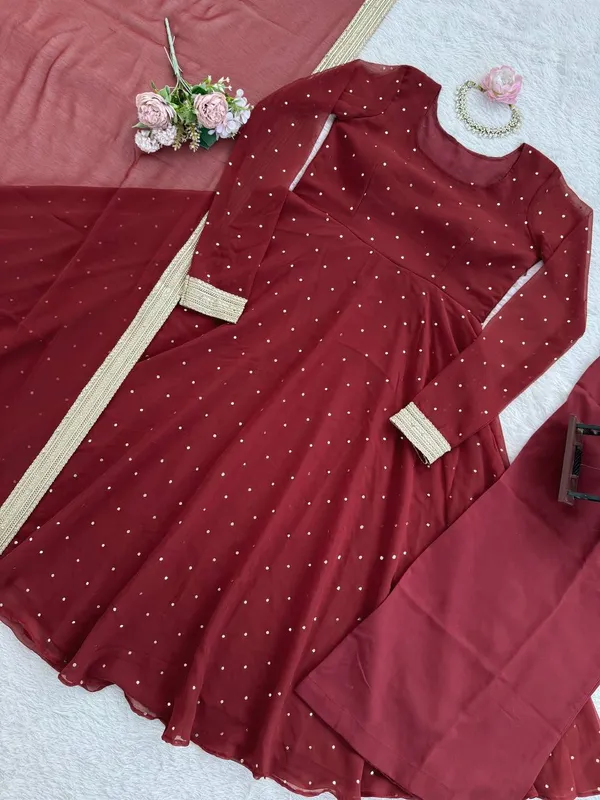 Maroon_Flare_Anarkali_Gown_with_Dupatta_for_Women