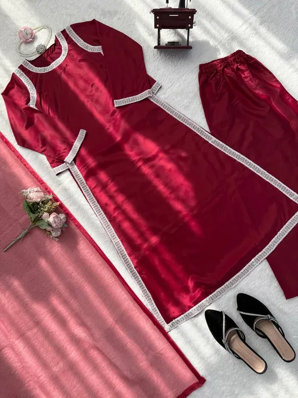 Natural_Crepe_3_Piece_Set_with_Lace_Work_Top_Plazo_Organza_Dupatta_Maroon