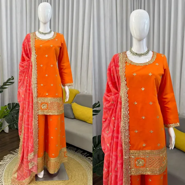 Orange_Chinon_Palazzo_Suit_Set