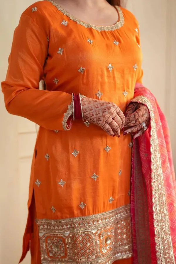Orange_Chinon_Palazzo_Suit_Set