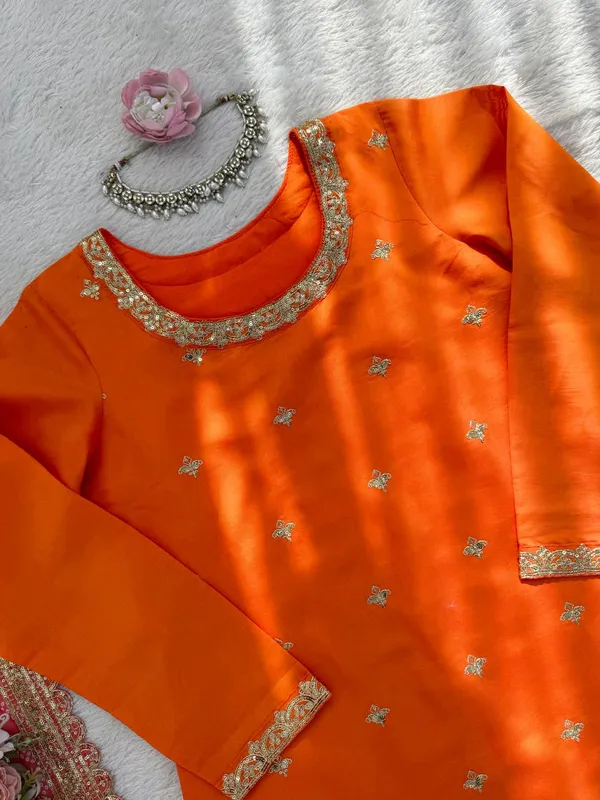 Orange_Chinon_Palazzo_Suit_Set