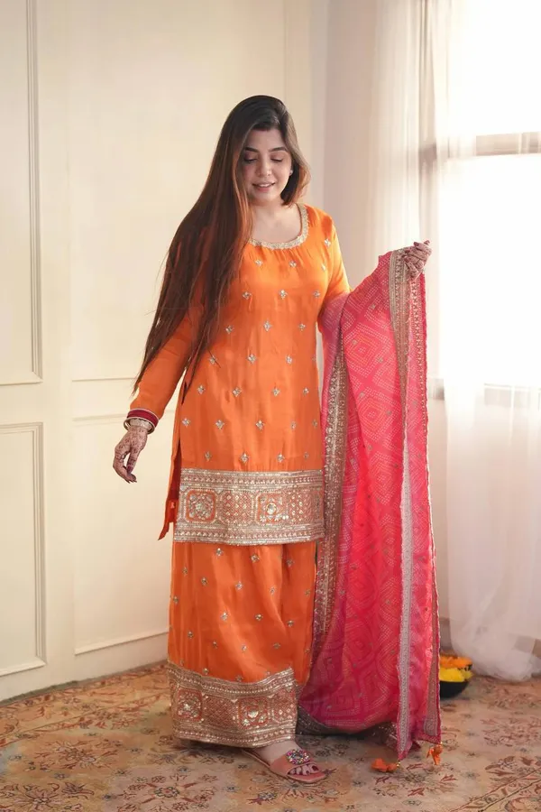 Orange_Chinon_Palazzo_Suit_Set