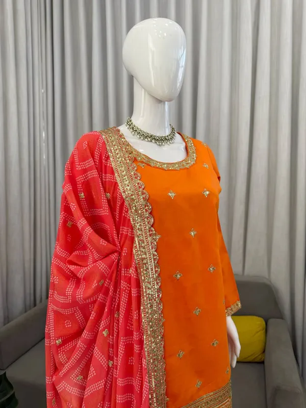 Orange_Chinon_Palazzo_Suit_Set