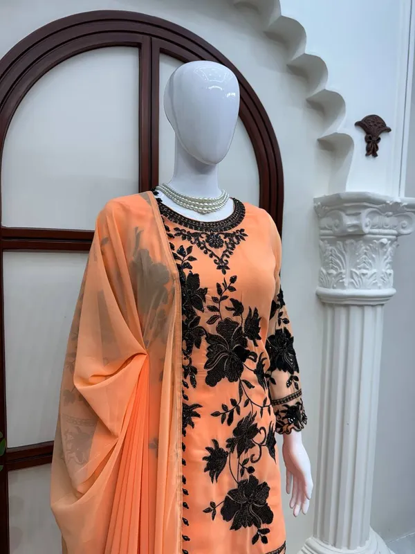 Peach_Embroidered_Georgette_Palazzo_Set
