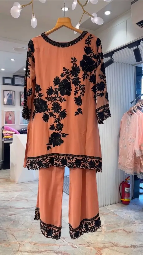 Peach_Embroidered_Georgette_Palazzo_Set