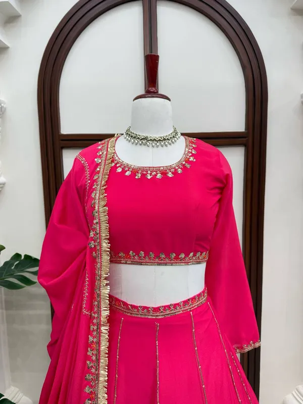 Pink_Chinon_Silk_Lehenga_Set