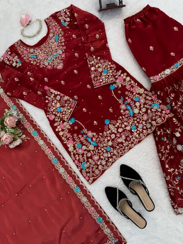 Premium_Elegance_JMC_silk_Anarkali_Red