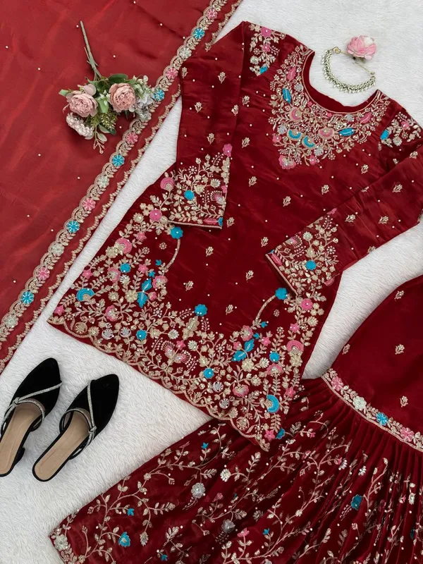 Premium_Elegance_JMC_silk_Anarkali_Red