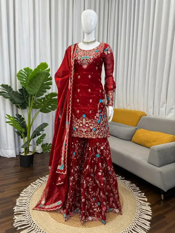 Premium_Elegance_JMC_silk_Anarkali_Red