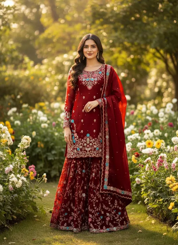 Premium_Elegance_JMC_silk_Anarkali_Red