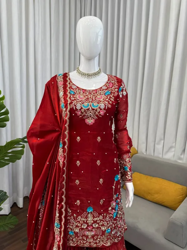Premium_Elegance_JMC_silk_Anarkali_Red