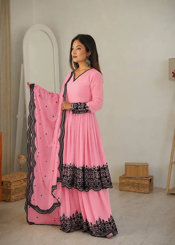 Premium_Faux_Georgette_Embroidered_Palazzo_Suit_Set_for_Women_Dark_Pink