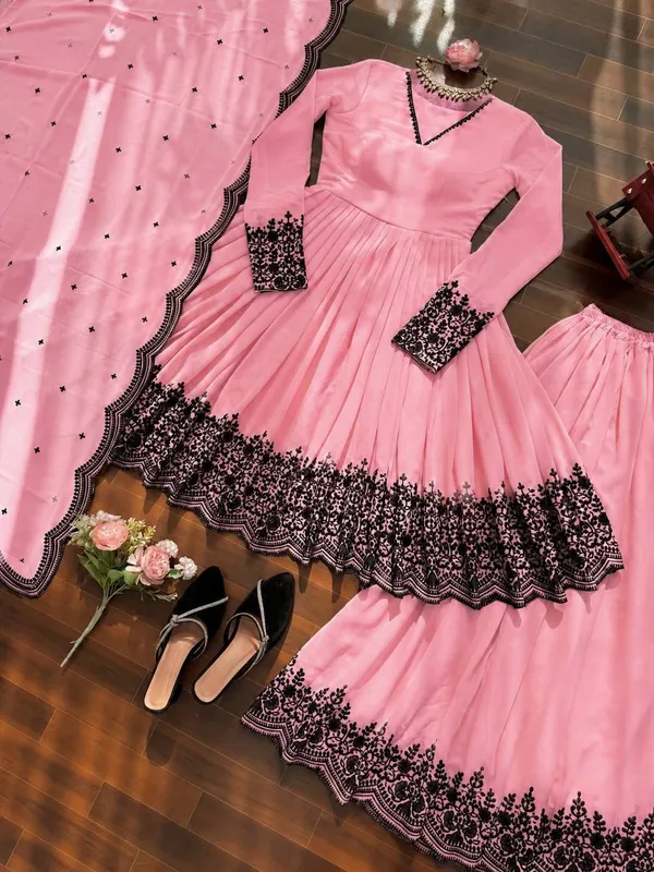 Premium_Faux_Georgette_Embroidered_Palazzo_Suit_Set_for_Women_Dark_Pink