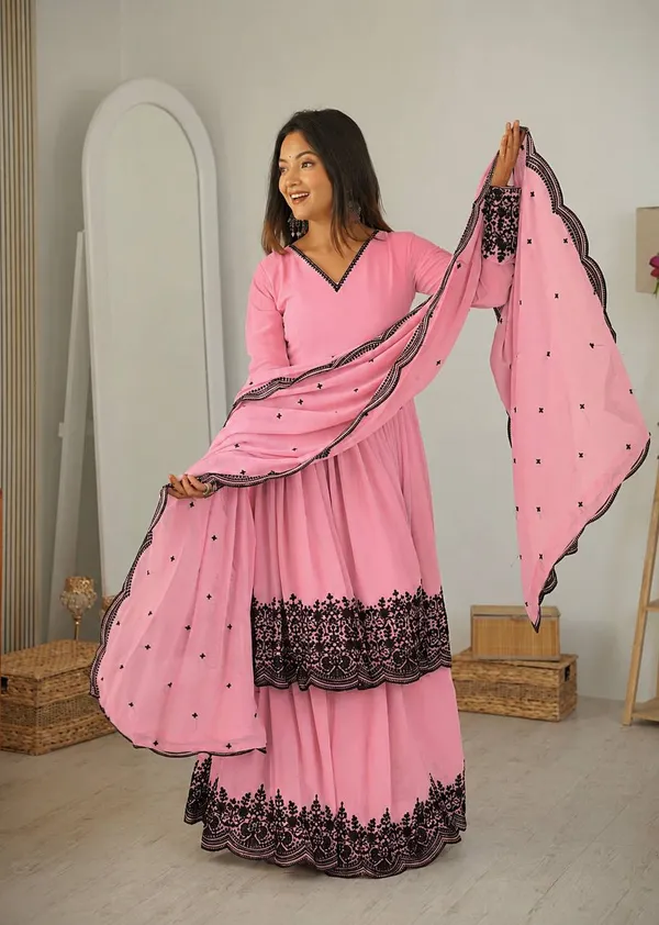 Premium_Faux_Georgette_Embroidered_Palazzo_Suit_Set_for_Women_Dark_Pink