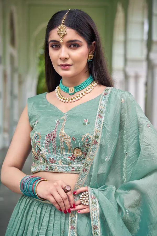 Premium_Gold_Crush_Lehenga_Choli_Dupatta_Set_with_Thread_Sequin_Embroidery_Green