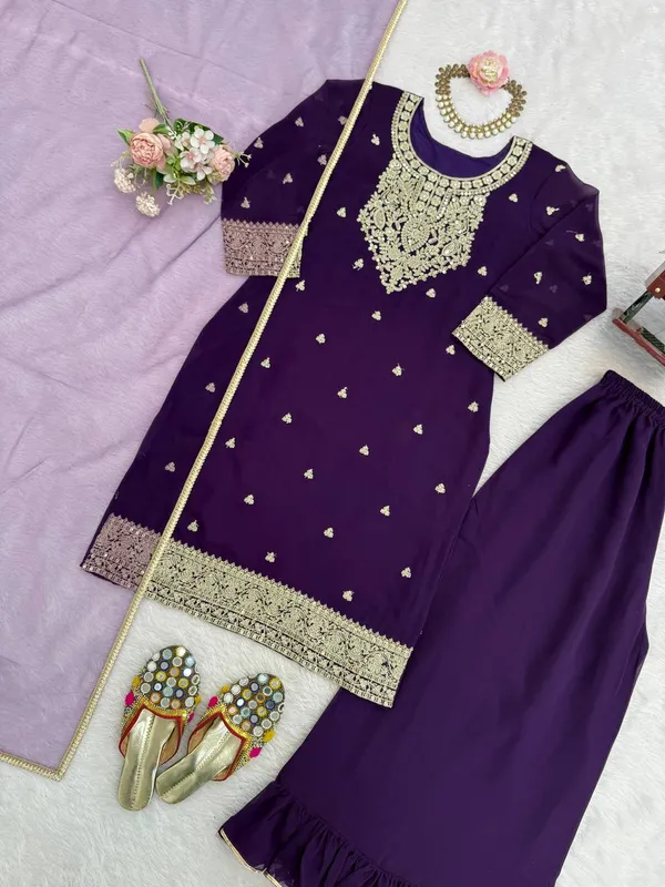 Georgette_Sequin_Coding_Top_Plazo_Set