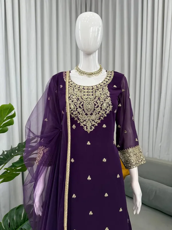Georgette_Sequin_Coding_Top_Plazo_Set