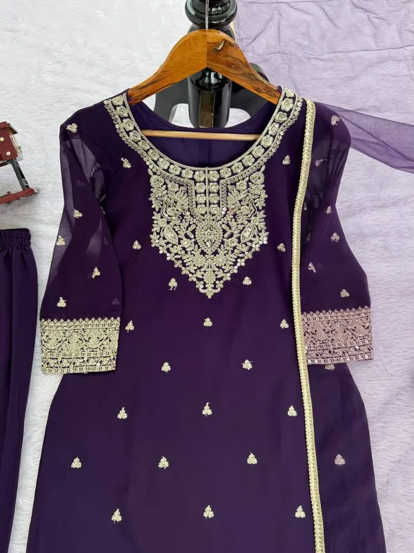 Georgette_Sequin_Coding_Top_Plazo_Set