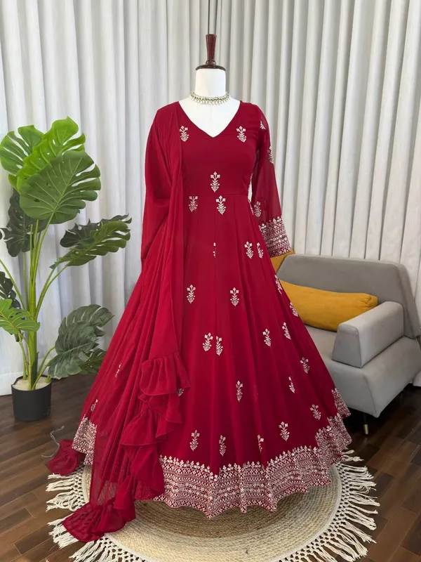 Georgette_Anarkali_Pant_Dupatta_Set